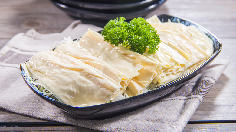 fresh tofu skin in dish