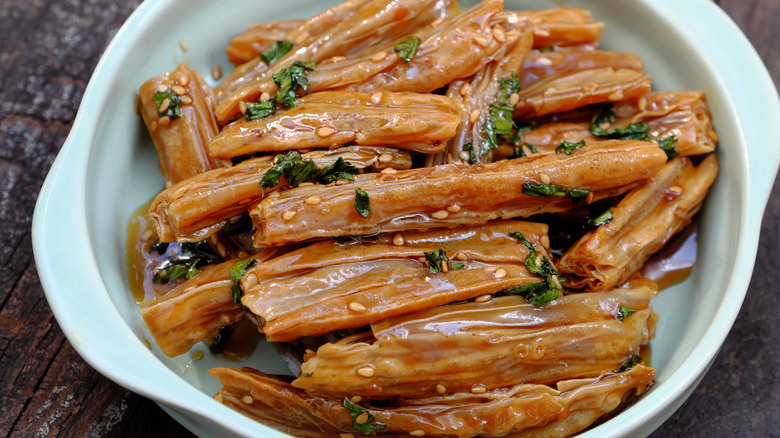 tofu skin prepared in dish