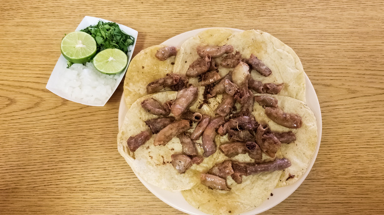 prepared tripas tacos