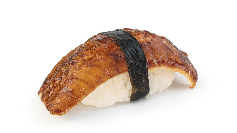 isolated unagi nigiri