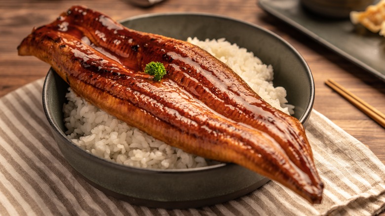 prepared unagi over rice