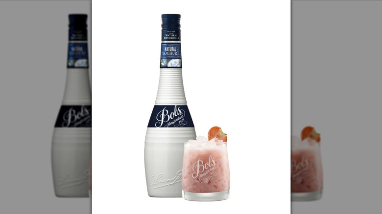 Bols yogurt liqueur with pink cocktail