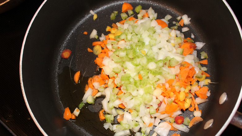 Mirepoix in pan