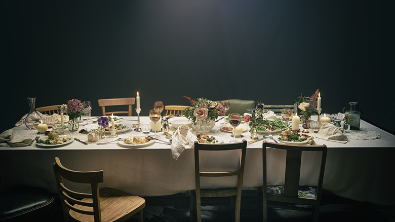 An abandoned dining table