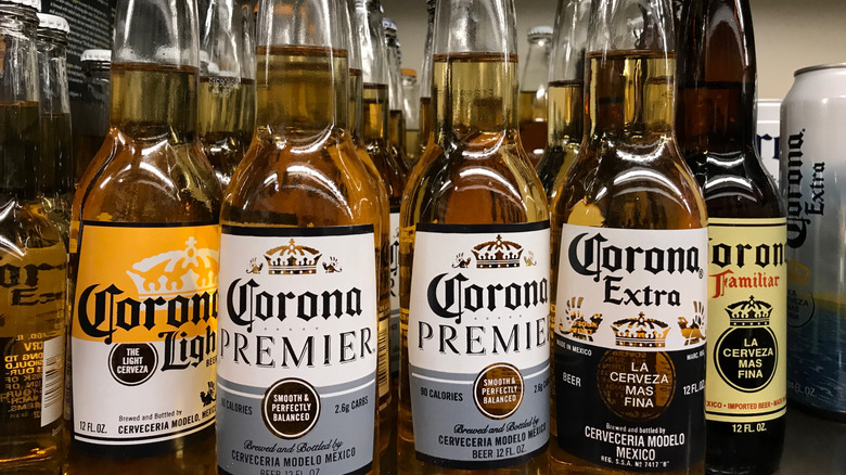 differnt types of Corona beer in bottles