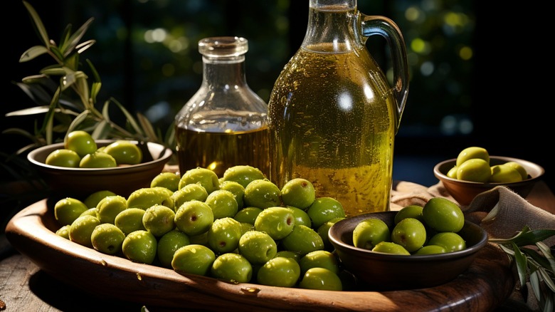 olive oil and olives