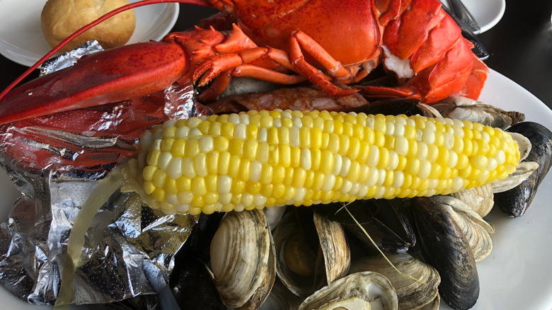 Lobster, corn, and clams