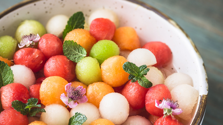 Bowl of melon ball salad