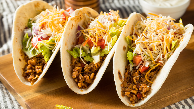 tacos prepared with beef