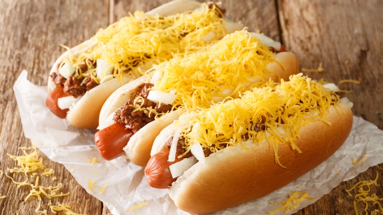 Cincinnati Chili on hot dogs