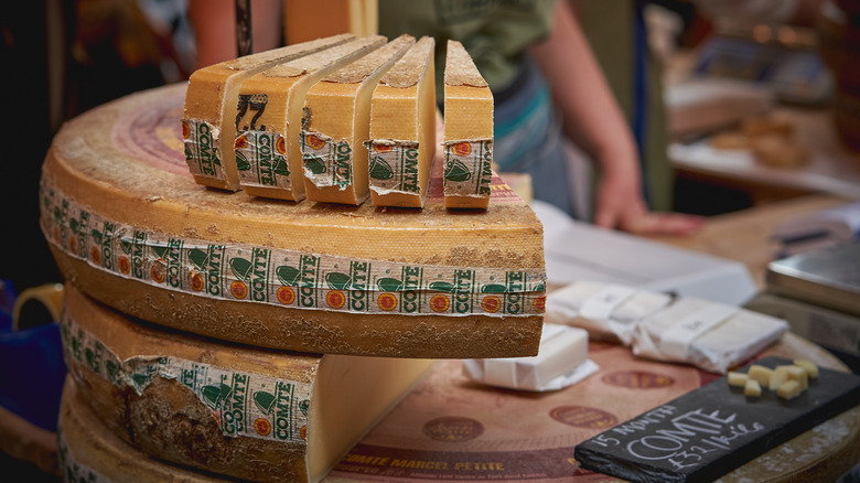 Comté cheese for sale in market