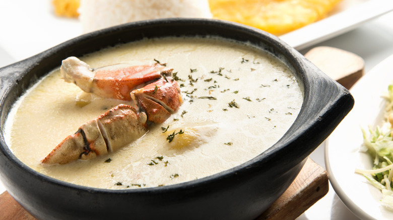 Seafood soup with crab leg