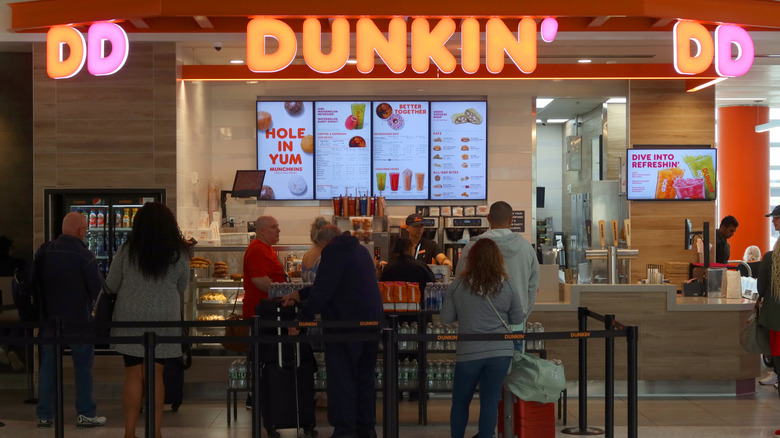 Dunkin at airport with tap coffee