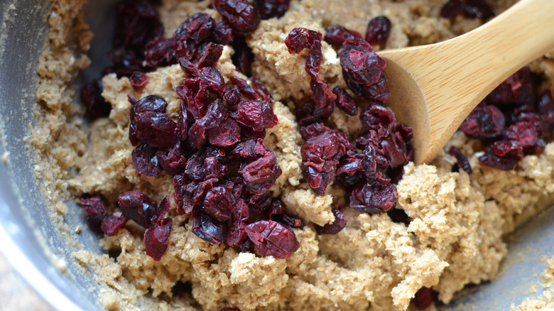 Red raisins in cookie dough