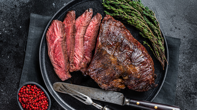 sliced grilled hanger steak