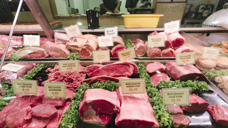 meat in butcher's case