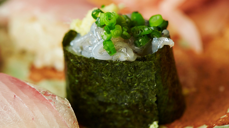 icefish sushi in seaweed