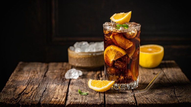 Long Island Iced Tea on wooden table