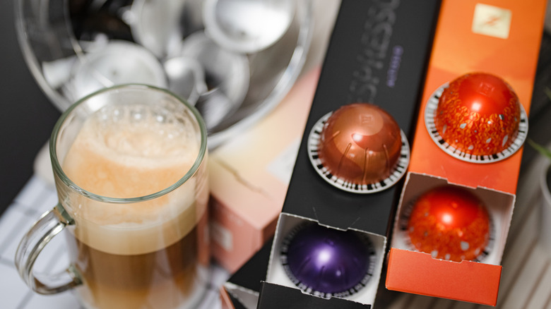 Coffee cup Nespresso boxes capsules