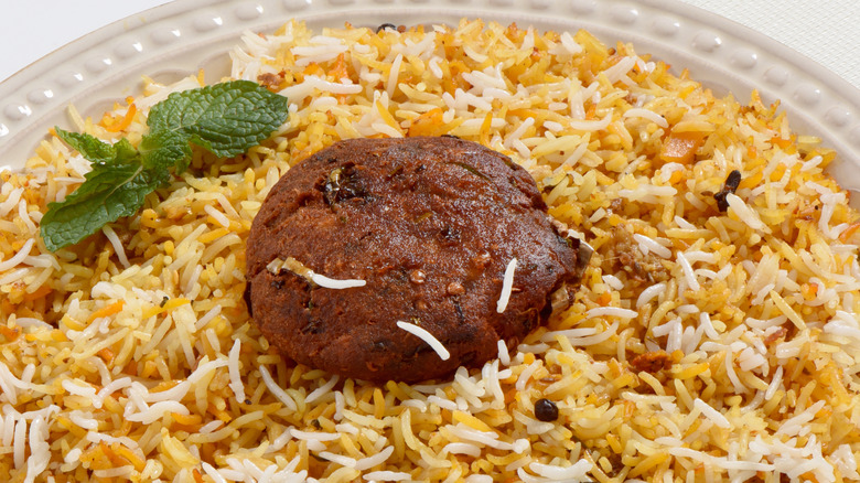 Chapli kabab on rice