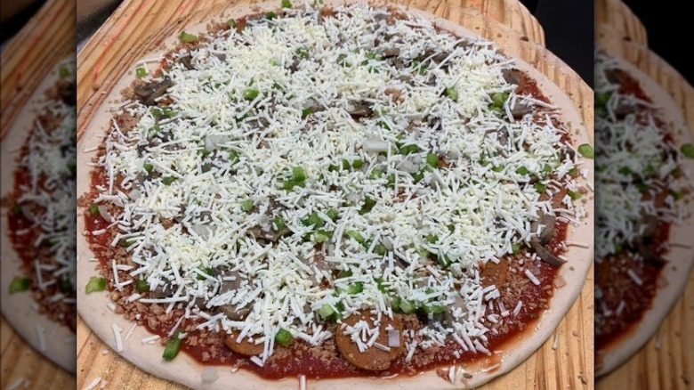 Quad City-style pizza ready to be baked