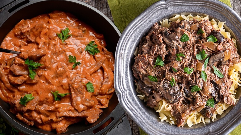 American vs. Russian beef stroganoff