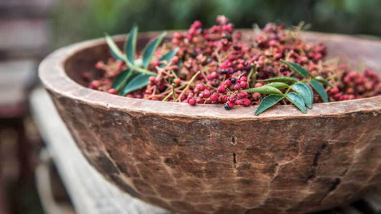 Sichuan peppercorn contained in a bowl