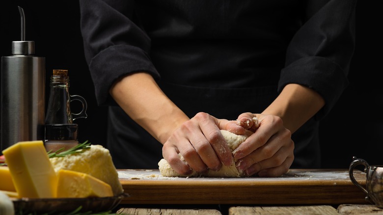 woman preparing Sicilian dough