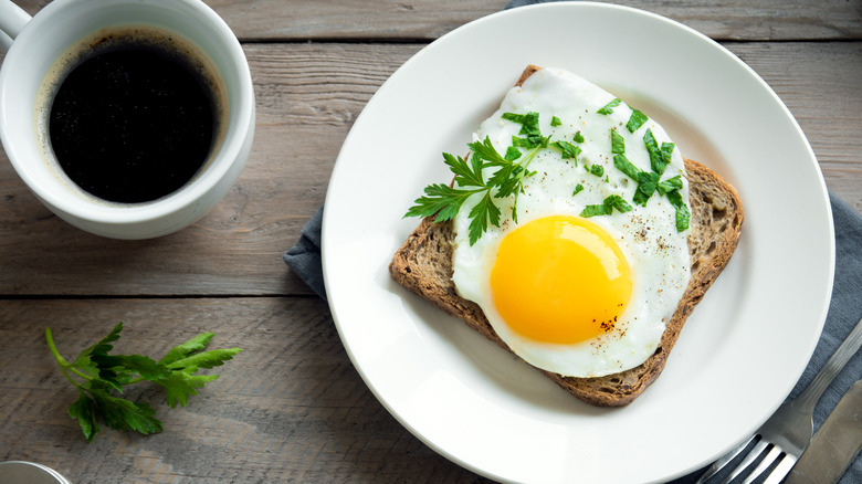 sunny-side up egg on toast