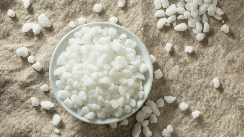 Swedish pearl sugar displayed on cloth