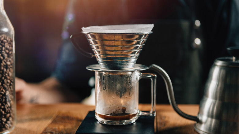 barista brewing with Kalita Wave