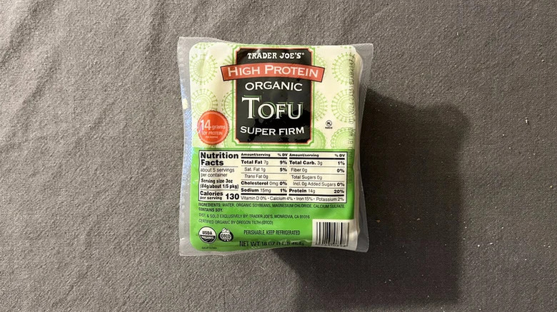Trader Joe's High Protein Organic Tofu in a package on a table