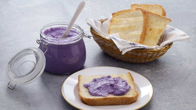 ube jam and bread basket