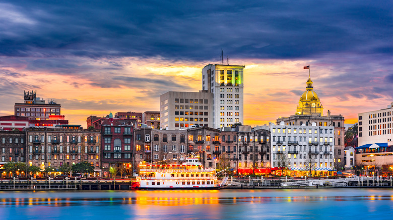 Savannah, Georgia skyline, river