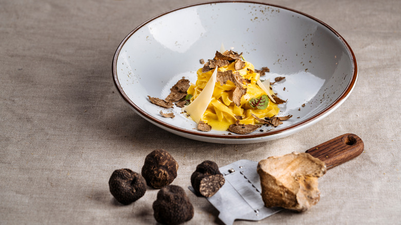 black truffles in pasta