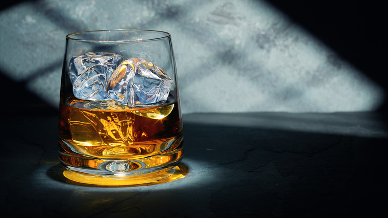 Malt whiskey on the rocks.
