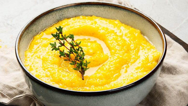 Bowl of cooked polenta