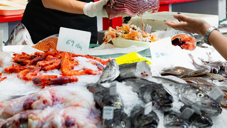 Fresh fish display at fish market