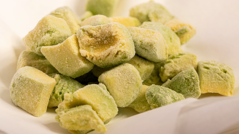 Chunks of frozen avocado