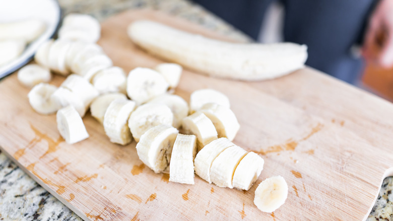 Chopped and whole frozen bananas