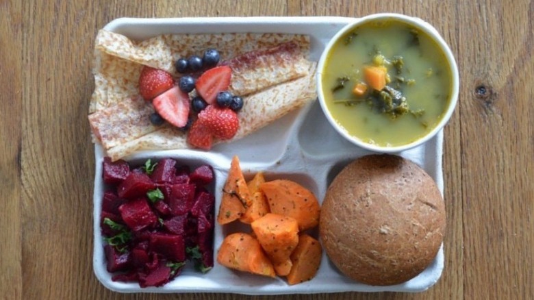 Finland school lunch on tray