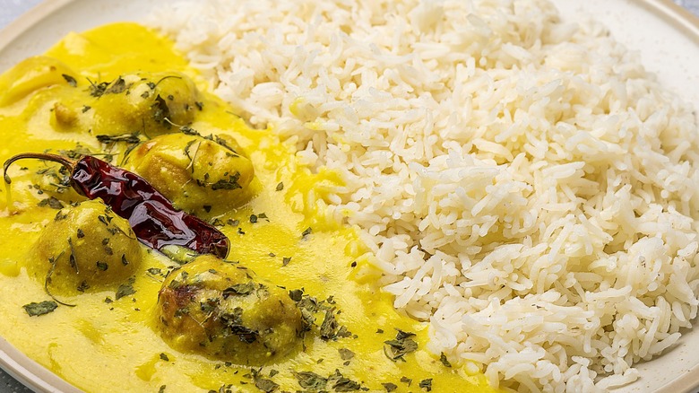 Plate of Kadhi with rice