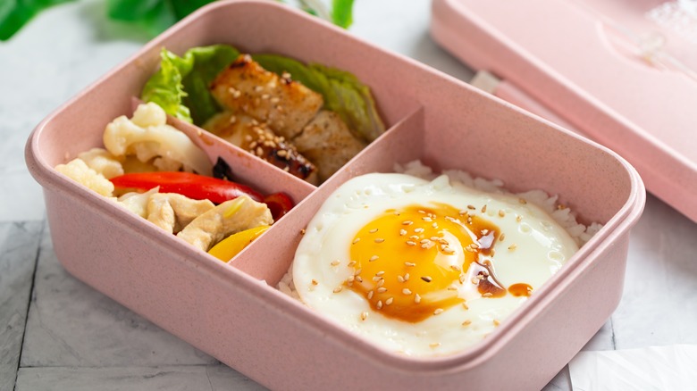 Japanese bento box with food