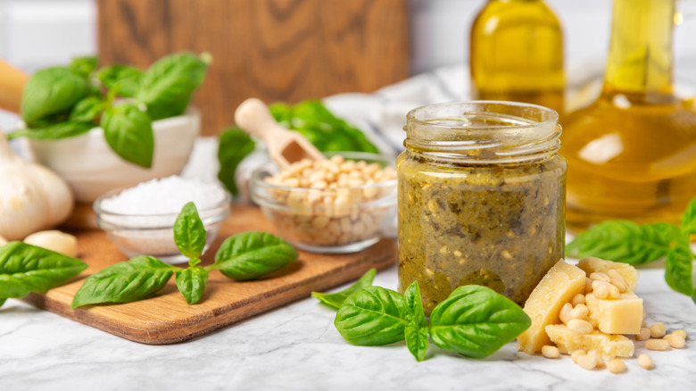 pesto with ingredients