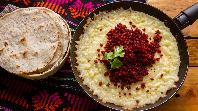 queso fundido prepared in pan