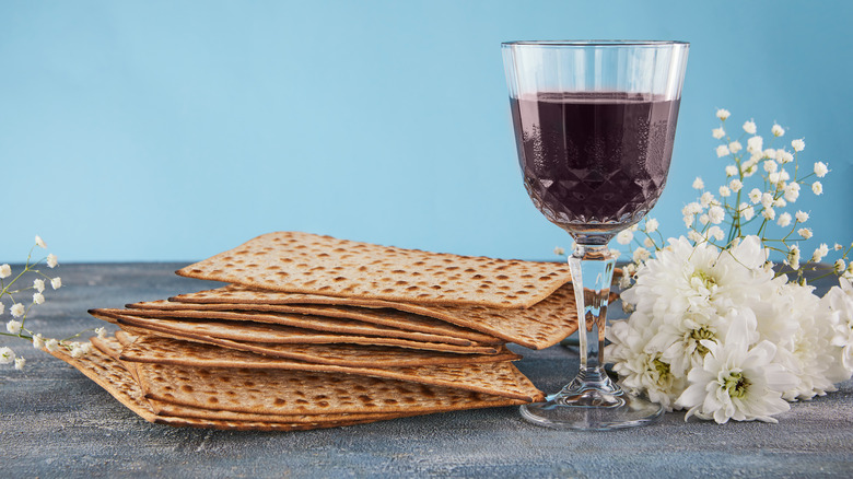 matzo and wine for passover