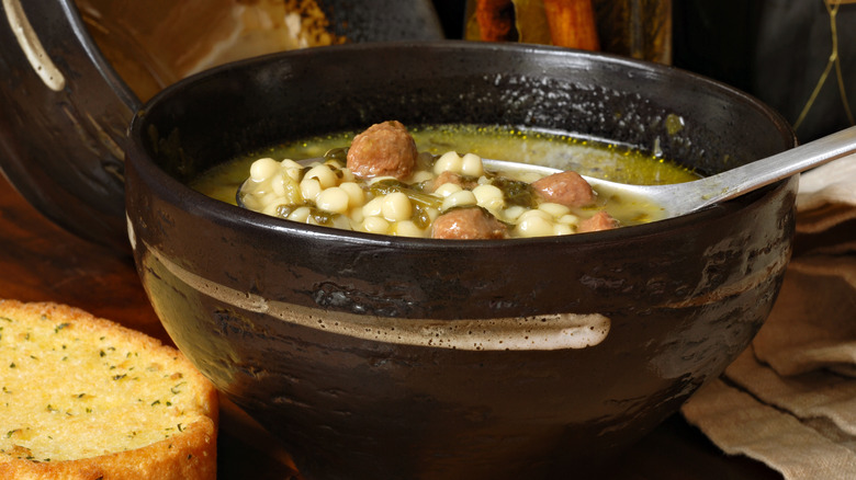 rustic Italian wedding soup with bread