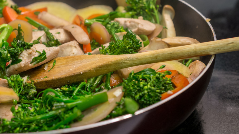 stir-fry ingredients in pan