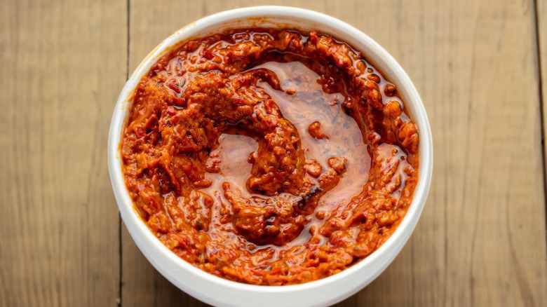 harissa paste in dish