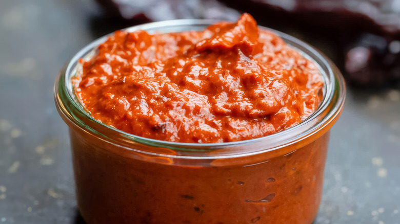 harissa paste in glass jar